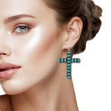 109955, WESTERN TURQUOISE ACCENT CROSS EARRING