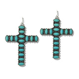109955, WESTERN TURQUOISE ACCENT CROSS EARRING