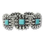 109956, WESTERN SQUARE TURQUOISE STONE ACCENT STRETCH BRACELET