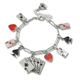 109957, ACE OF SPADE AND HEART PLAYING CARDS CHARM BRACELET