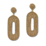 109962, THREAD TEXTURED METALLIC OVAL DANGLE EARRING