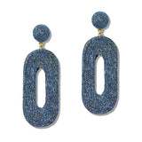 109962, THREAD TEXTURED METALLIC OVAL DANGLE EARRING