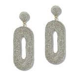 109962, THREAD TEXTURED METALLIC OVAL DANGLE EARRING