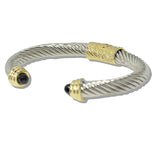109963, 14K GOLD PLATED TWO TONE TWISTED CABLE CUFF BRACELET