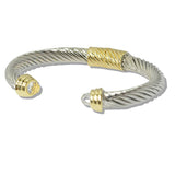 109963, 14K GOLD PLATED TWO TONE TWISTED CABLE CUFF BRACELET