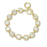 109964, 14K GOLD PLATED GEOMETRIC CUBIC ZIRCONIA ACCENT LINK BRACELET