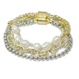 109965, 14K GOLD PLATED FRESHWATER PEARL ACCENT MAGNETIC DESIGNER INSPIRED BRACELET