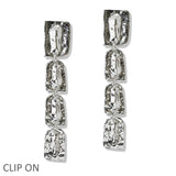 109966, HAMMERED GEOMETRIC DROP DANGLE CLIP ON EARRING