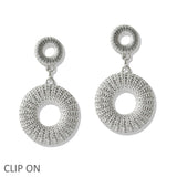 109968, TEXTURED ROUND DANGLE CLIP ON EARRING