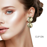 109970, HAMMERED ROUND DANGLE CLIP ON EARRING