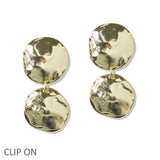 109970, HAMMERED ROUND DANGLE CLIP ON EARRING