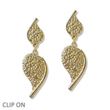 109971, TEXTURED TEARDROP DANGLE CLIP ON EARRING