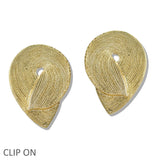 109972, TEXTURED SWIRL CLIP ON STATEMENT EARRING