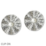 109974, PEARL ACCENT TEXTURED ROUND CLIP ON EARRING