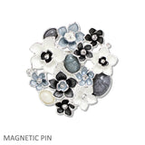 109979, FLOWER ENAMEL RHINESTONE MAGNETIC PIN BROOCH