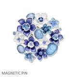 109979, FLOWER ENAMEL RHINESTONE MAGNETIC PIN BROOCH