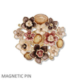 109979, FLOWER ENAMEL RHINESTONE MAGNETIC PIN BROOCH
