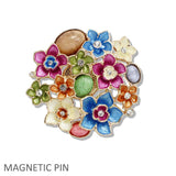 109979, FLOWER ENAMEL RHINESTONE MAGNETIC PIN BROOCH