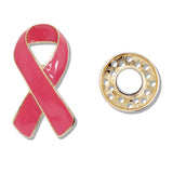 109981, ENAMEL PINK RIBBON MAGNETIC PIN BROOCH