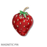 109982, ENAMEL STRAWBERRY MAGNETIC PIN BROOCH