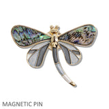 109983, ABALONE ENAMEL DRAGONFLY MAGNETIC PIN BROOCH