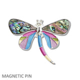 109983, ABALONE ENAMEL DRAGONFLY MAGNETIC PIN BROOCH