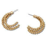 109986, TRIPLE LAYERED BEADED HOOP EARRING