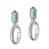 109991, WESTERN TURQUOISE STONE ACCENT ENGRAVED RING DANGLE EARRING