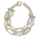 109997, 14K GOLD PLATED FRESHWATER PEARL ACCENT DESIGNER INSPIRED BRACELET