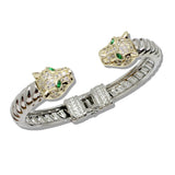 109999, 14K GOLD PLATED PANTHER CUBIC ZIRCONIA ACCENT DESIGNER INSPIRED BRACELET