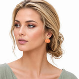 GSE4879-ORG_CRT 10 · Resin Pumpkin Bow Stud Earrings – Mat Gold/Orange