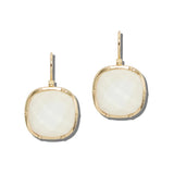 ER10327SNOW_TP 10 · Faceted Cushion Drop Earrings – Gold/White