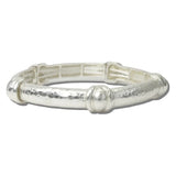 Hammered Metal Stretch Bangle Bracelet – Worn Silver  — · EWB1018WS_NM 10