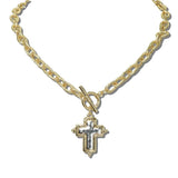 NW20348GD_WT 10 · Textured Rope Chain Cross Necklace – Gold