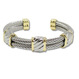 110002, 14K GOLD PLATED DESIGNER INSPIRED CABLE CUFF BRACELET