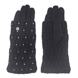 110009, COZY KNIT SLEEVE TOUCHSCREEN GLOVES WITH CRYSTAL DETAILING