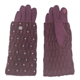 110009, COZY KNIT SLEEVE TOUCHSCREEN GLOVES WITH CRYSTAL DETAILING