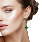 110019, MOTHER OF PEARL CLOVER CHARM HOOP EARRING