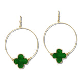 110019, MOTHER OF PEARL CLOVER CHARM HOOP EARRING
