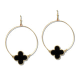 110019, MOTHER OF PEARL CLOVER CHARM HOOP EARRING