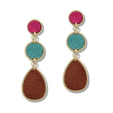 110020, SOFT SUEDE ACCENT GEOMETRIC DROP DANGLE EARRING