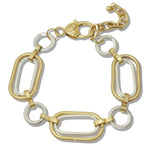 110028, TWO TONE GEOMETRIC LINK CHAIN BRACELET