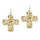 110047, HAMMERED CROSS DANGLE EARRING