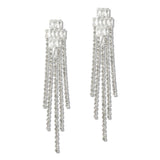 110056, BAGUETTE CUBIC ZIRCONIA ACCENT MULTI STRAND DROP EARRING