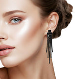 110056, BAGUETTE CUBIC ZIRCONIA ACCENT MULTI STRAND DROP EARRING