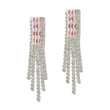 110057, BAGUETTE CUBIC ZIRCONIA ACCENT MULTI STRAND DROP EARRING