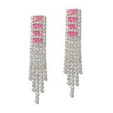 110057, BAGUETTE CUBIC ZIRCONIA ACCENT MULTI STRAND DROP EARRING