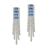 110057, BAGUETTE CUBIC ZIRCONIA ACCENT MULTI STRAND DROP EARRING