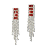 110057, BAGUETTE CUBIC ZIRCONIA ACCENT MULTI STRAND DROP EARRING