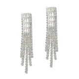 110057, BAGUETTE CUBIC ZIRCONIA ACCENT MULTI STRAND DROP EARRING